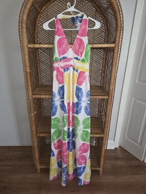 Tropical Halter Maxi Dress in Bright Floral Print